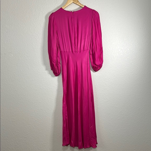 FARM Rio Solid Blouson Sleeve Cutout Midi Dress XS - Picture 7 of 8